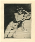 Angele Delasalle original etching "Etude de nu"