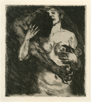 Lovis Corinth original etching "Umarmung"