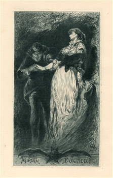 Walter Shirlaw original etching "Miriam and Donatello"