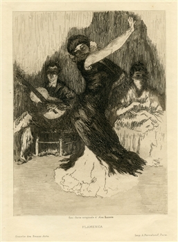Alexandre Lunois original etching "Flamenca"