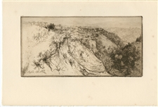 Edgar Chahine "La vallee fertile, pres Monte Oliveto Maggiore" original etching