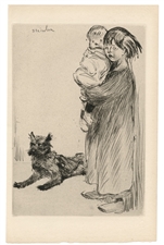 Theophile Alexandre Steinlen original drypoint "La grande soeur"