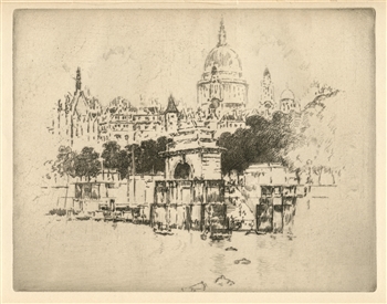 Joseph Pennell original etching "debarcadere du Temple"