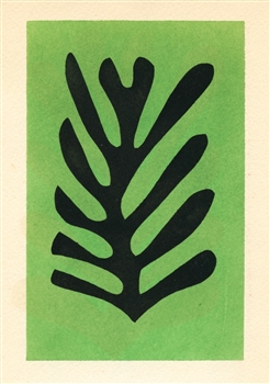 Henri Matisse pochoir "Feuille noire sur fond vert"