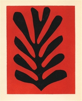 Henri Matisse pochoir "Feuille noire sur fond rouge"