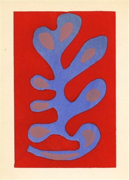 Henri Matisse pochoir "Algue bleue sur fond rouge"