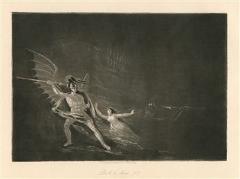 John Martin original mezzotint for Paradise Lost