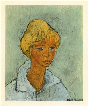 Andre Minaux lithograph "Portraite de fillette"