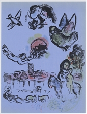 Marc Chagall original lithograph Nocturne at Vence