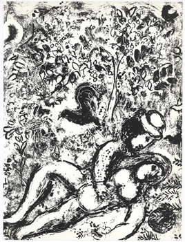 Marc Chagall original lithograph The Pair in the Tree