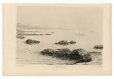 Jean Patricot original etching "Au cap d'Antibes"
