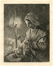 Jean-Francois Millet etching Femme cousant