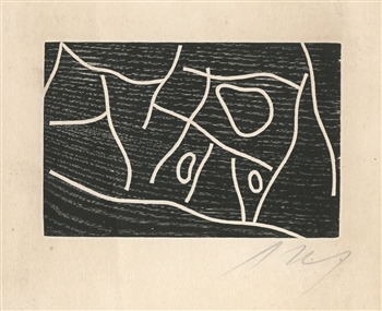 Jean Arp signed woodcut 1948 Dada art Signes