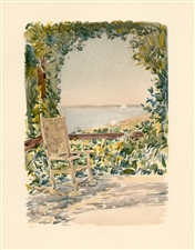 Childe Hassam chromolithograph "A Shady Seat"