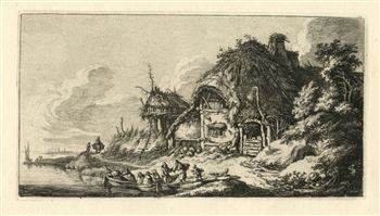 Franz Edmund Weirotter original etching "A Cottage"