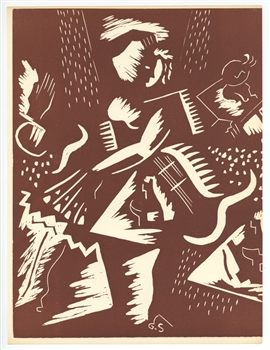 Gino Severini original linocut 1939