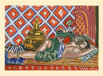 Henri Matisse "Odalisque sur fond rouge" pochoir 1929