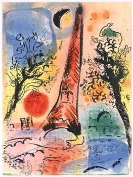 Marc Chagall original lithograph Vision of Paris