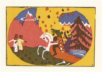 Wassily Kandinsky "Berge" color woodcut