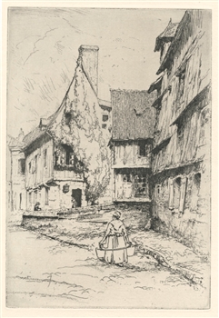 Clarence Gagnon "Une rue a Caudebec" original etching