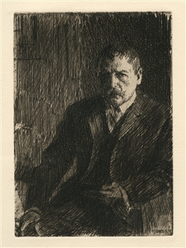 Anders Zorn original etching Self Portrait