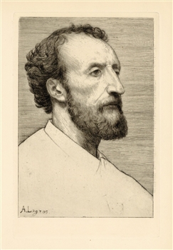 Alphonse Legros original etching Jules Dalou