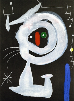 Joan Miro lithograph Femme dans la nuit, 1967, derriere