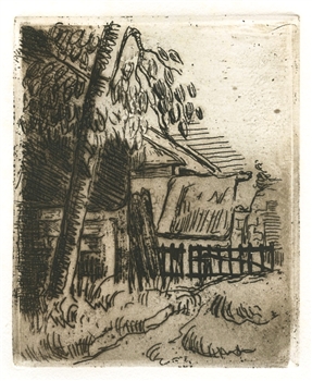 Paul Cezanne original etching Paysage a Auvers