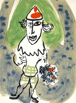Marc Chagall "The Green Clown" original lithograph