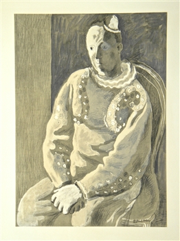 Pavel Tchelitchew lithograph Pierrot Clown
