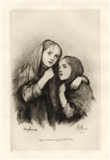 Hubert von Herkomer Orphans original etching