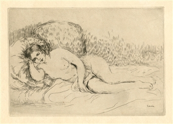Pierre-Auguste Renoir Femme nue couchee (Tournee a gauche) original etching