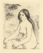 Pierre-Auguste Renoir "Femme nue assise" original etching