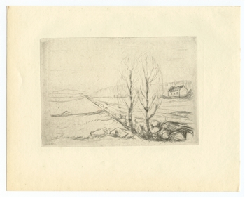 Edvard Munch Norwegische Landschaft original etching Cassirer