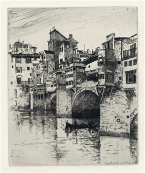 Joseph Pennell original etching Ponte Vecchio