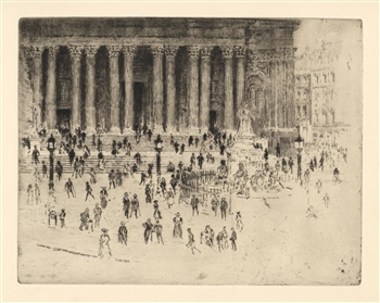 Joseph Pennell original etching "The Pavement, St. Paul's"