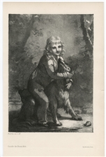 Pierre Paul Prud'hon original lithograph "L'enfant et chien"