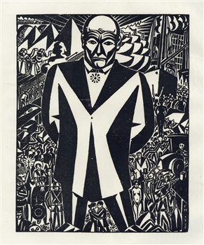 Frans Masereel woodcut Business Man Genius