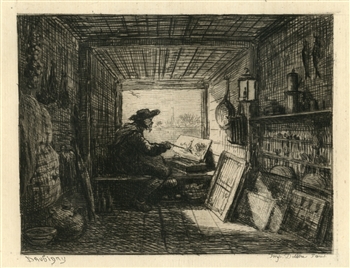 Charles Daubigny etching Bateau Atelier