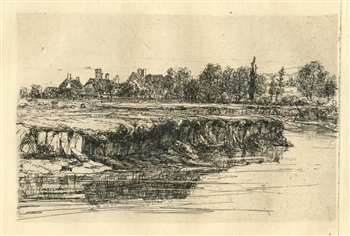 Seymour Haden "Bit of a River Bank" original etching