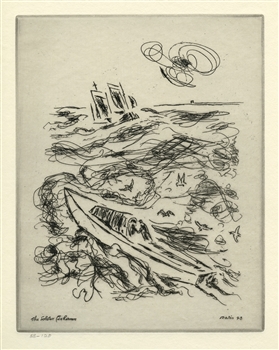 John Marin original etching "The Lobster Fisherman"