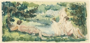 Paul Cezanne pochoir Baigneurs et baigneuses