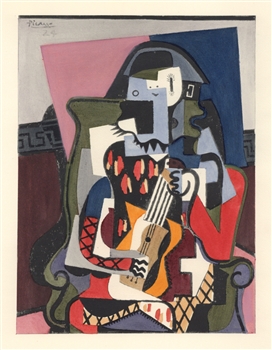 Picasso Venti Pochoirs Harlequin avec Guitar