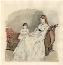 Berthe Morisot pochoir Jeune Femme et Enfant