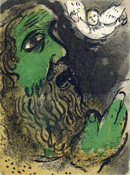 Marc Chagall "Job Prays" original Bible lithograph