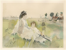 Berthe Morisot pochoir Jeune Femme et Enfant