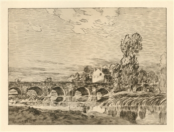 Jean Charles Cazin etching Pont de Pierre