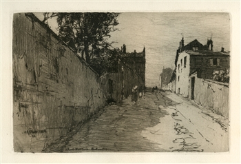 Charles Platt original etching Mont Cenis, Montmartre