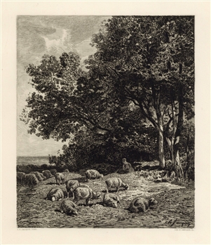 Charles Emile Jacque James Smillie etching