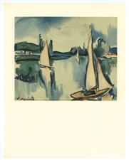 Maurice de Vlaminck lithograph "Sailing Boats on the Seine"